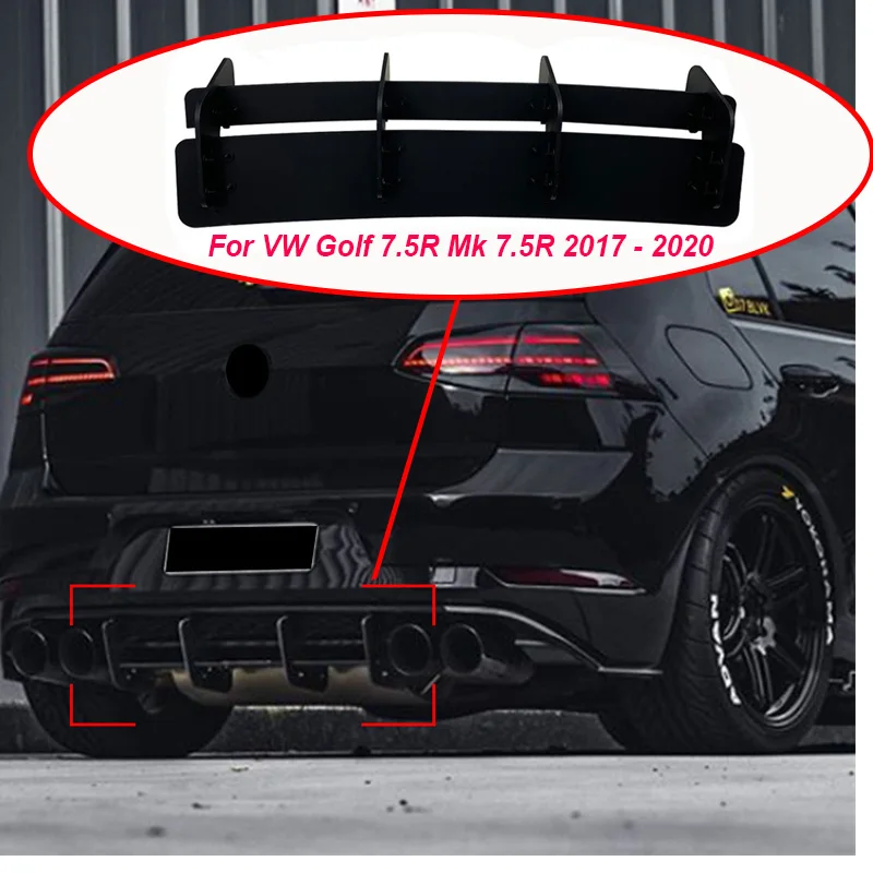 

For VW Golf 7.5R Mk 7.5R 2017 2018 2019 2020 Car Rear lower Bumper Spoiler Lip Protector tail under Diffuser Kit Matte Black