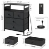 Nightstand with Charging Station, Bedside Table with 4 Drawers and 2-Tier Shelf, Modern End Table with Wooden Top for Bedroom, 3