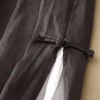 Gray Cotton Linen Casual Elastic High Waist With Lining Women's Pants Wide Leg Ankle-Length Pants For Women Clothing Fashion - Image 5