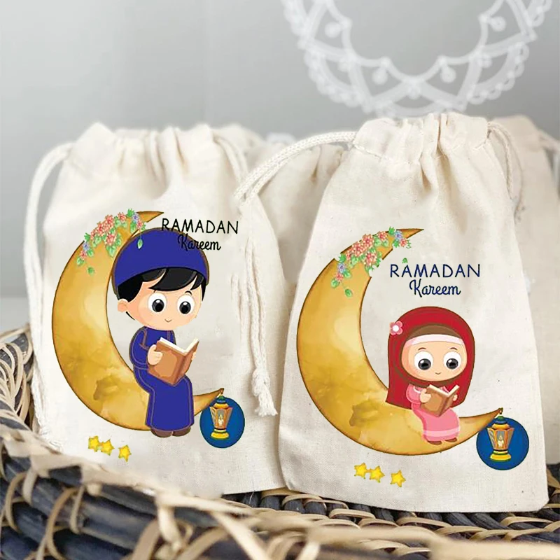 100 Sacchetti Regalo Eid Mubarak Con Fascette - 4 Design (Luna, Stella, Castello) Per Caramelle, Biscotti E Bomboniere - Decorazioni Festa Musulmana