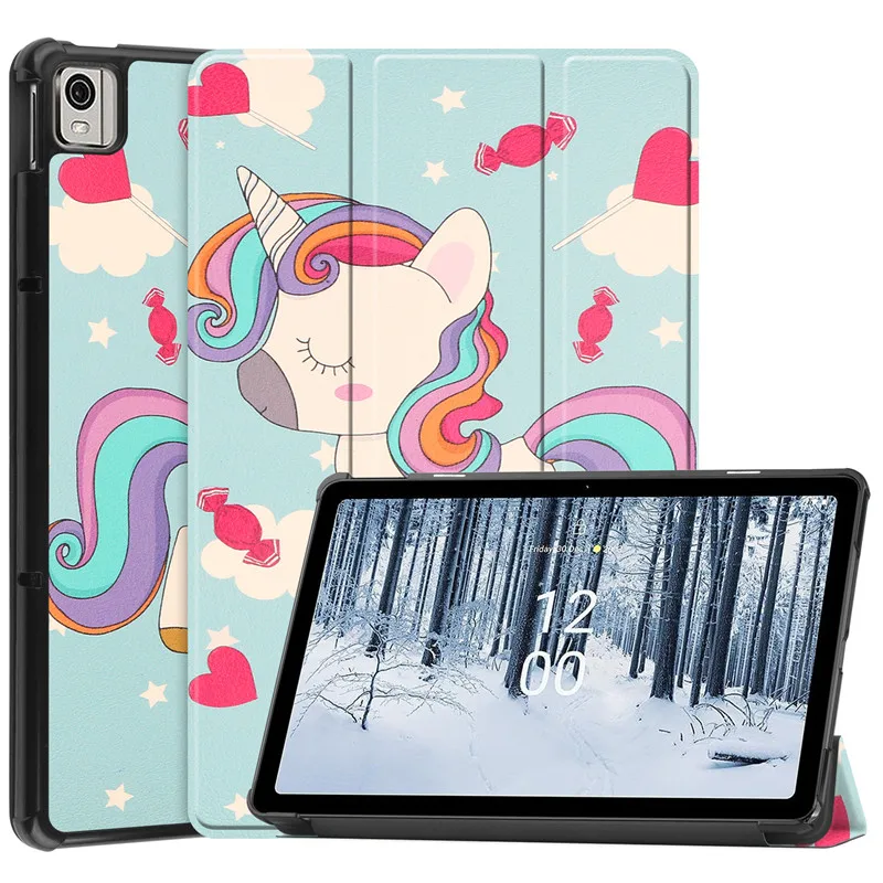 Premium PU Leather Tri-Folding Smart Case for Nokia T21 10.4 Tablet