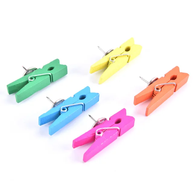 20pcs/Box Durable Wooden Clip Office School Stationery Push Pins Decorative Binder Thumb Tacks For Cork Blackboard 1