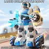 Electric 360° Rotation Launch Bullet Remote Control Robot 2.4G LED Lighting Sound Simulation Smoke Smart Sensing Rc Robot Toy 2