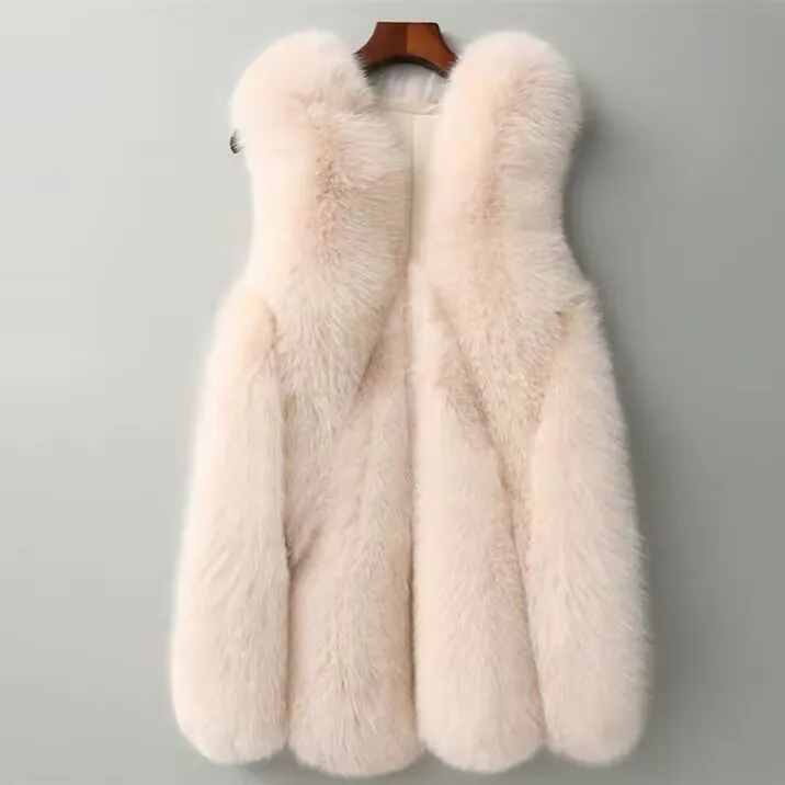 Winter Korean Style Maternity Faux Fur Coats Solid Color V-Neck Sleeveless Pregnant Woman Fur Vest Fashion Fox Cardigans