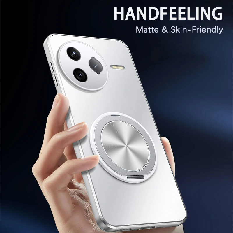 Luxury Frosted Case with Magnetic Ring and 360° Rotating Stand Holder, Lens Protective Cover