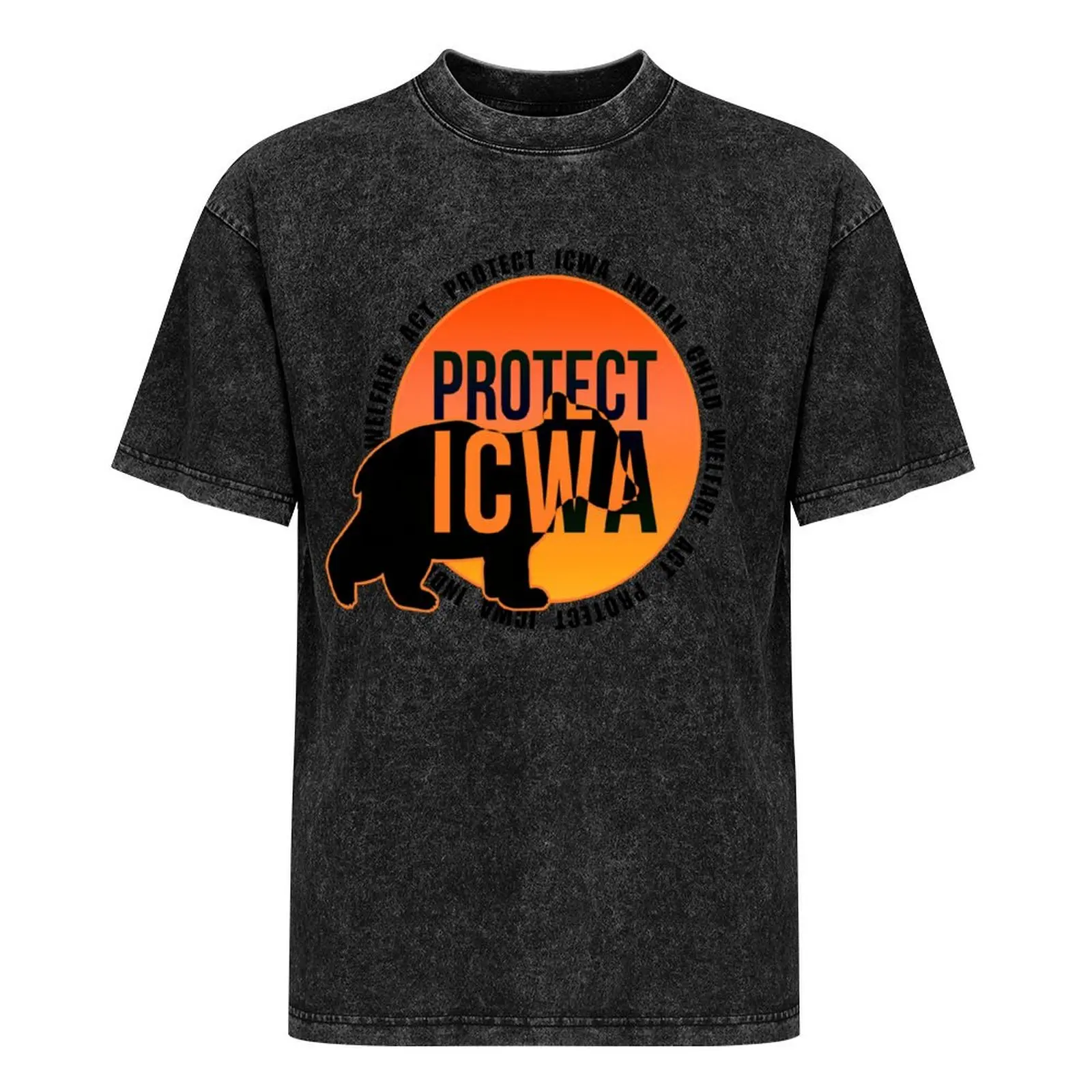 PROTECT ICWA-인도 아동 복지 법-오렌지 베어 큐브 디자인 티셔츠