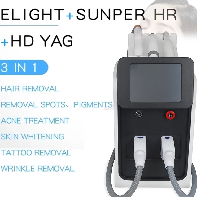 

BEST 3 in 1 Multifunctional IPL Laser Hair Removal Machine Nd Yag Laser Tattoo Removal Machine RF Face Lift Hair Removal Laser