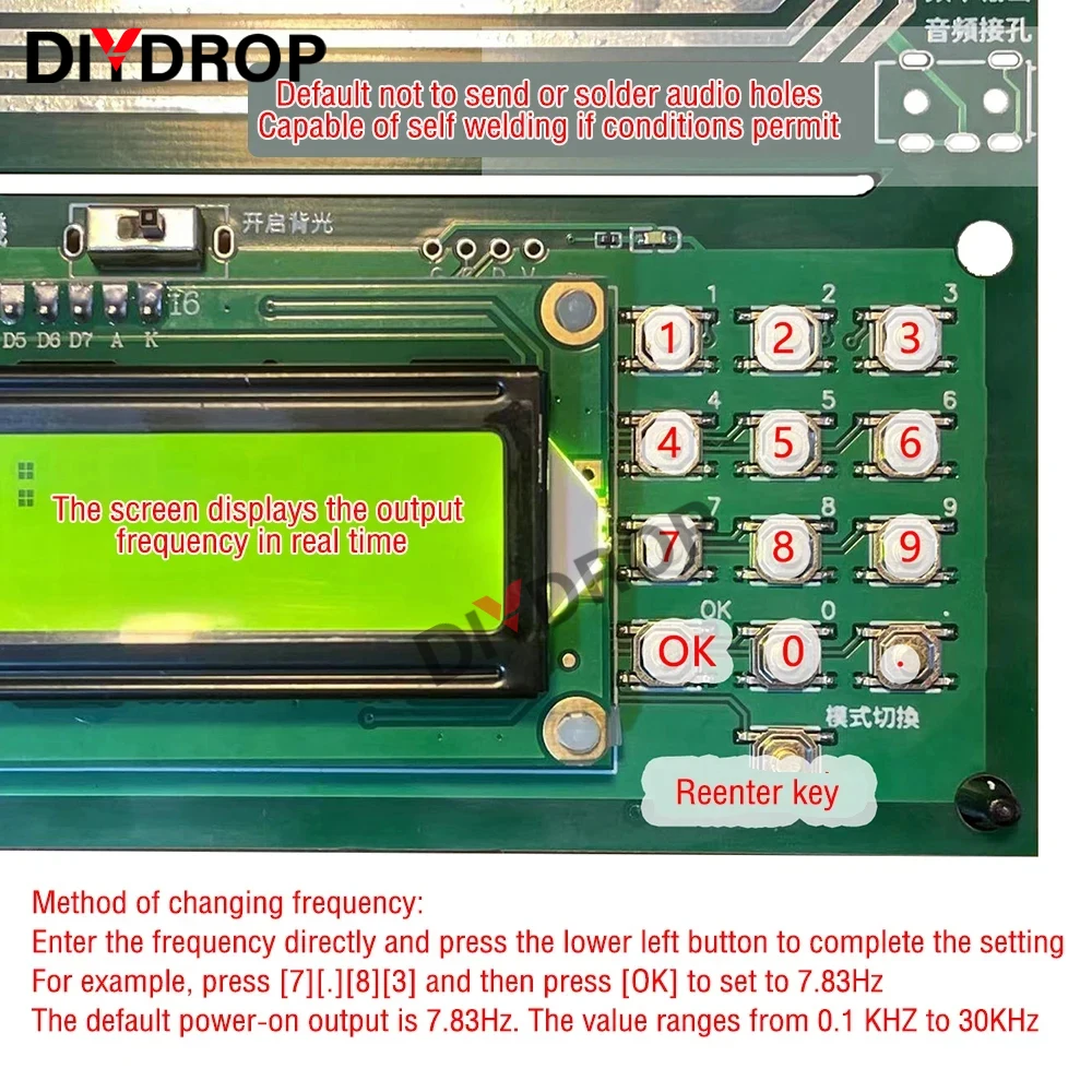 DC 5V 조절식 0.1Hz-30KHz 7.83Hz 슈만 공명 초저주파 펄스 파 발생기, 오디오 공명기 사인파