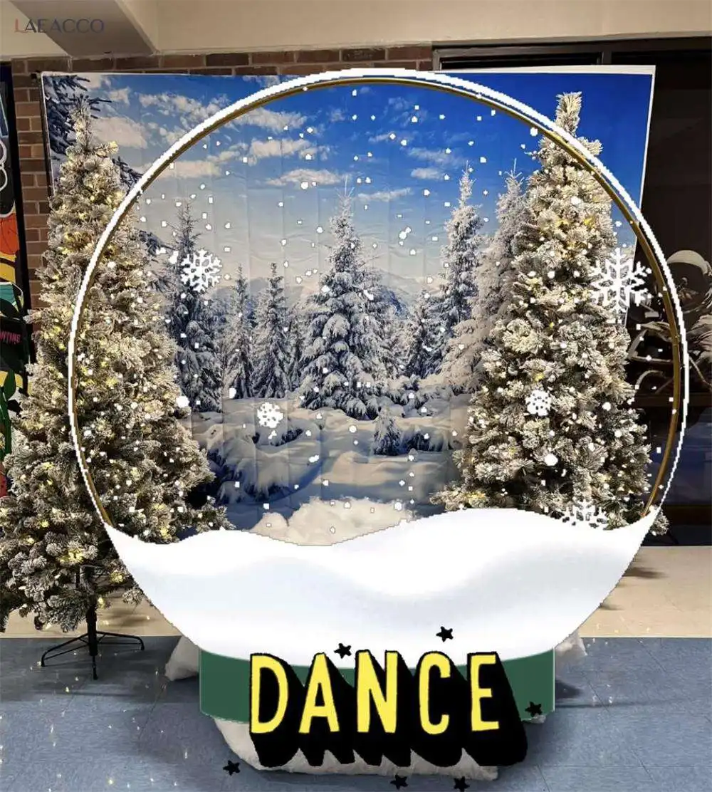 Description Picture 5 of itemLaeacco Winter Pine Forest Mountain Snow Sky Natural Scenic Photo Backgrounds Christmas Photography Backdrops For Photo Studio