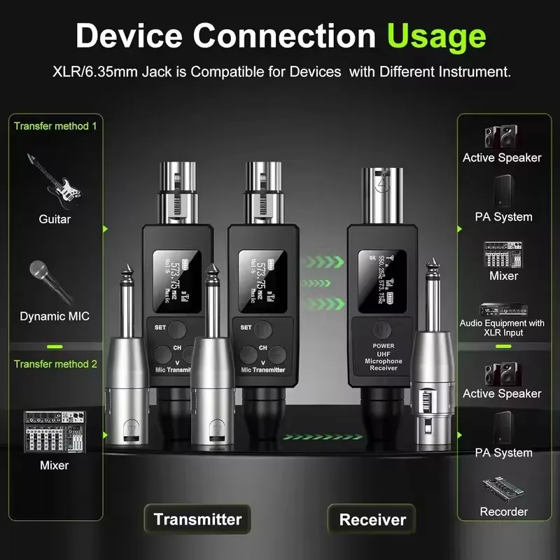 Wireless Microphone Converter XLR Transmitter And Receiver For Dynamic Microphone Guitar Receiver Transmission Adapter