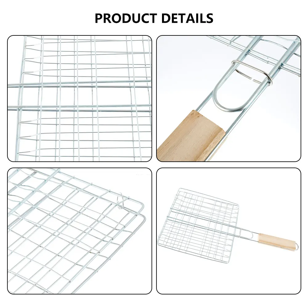 Barbecue Net Stainless Steel Barbecue Grilling Basket Fish Shrimp Vegetable Steak Meat Shrimp Folding Grilling Net BBQ Rack Tool For bbq net bbq grill basket