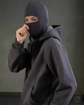 Alternative view of hooded face mask zipper design sports jacket hood women's zipper hooded sweatshirt warm casual jacket sports shirt outdoor coat