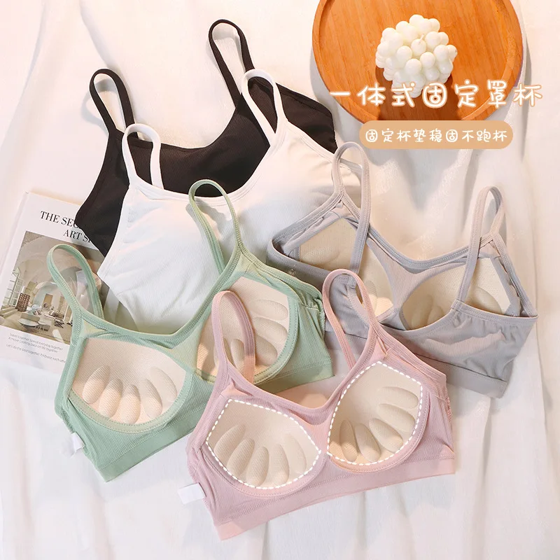 Women Lingerie Bra Chest Binder Back Strap Bra Fixing Cup Mask Vest Underlay Integrated Anti Walking Light Wrapping Chest