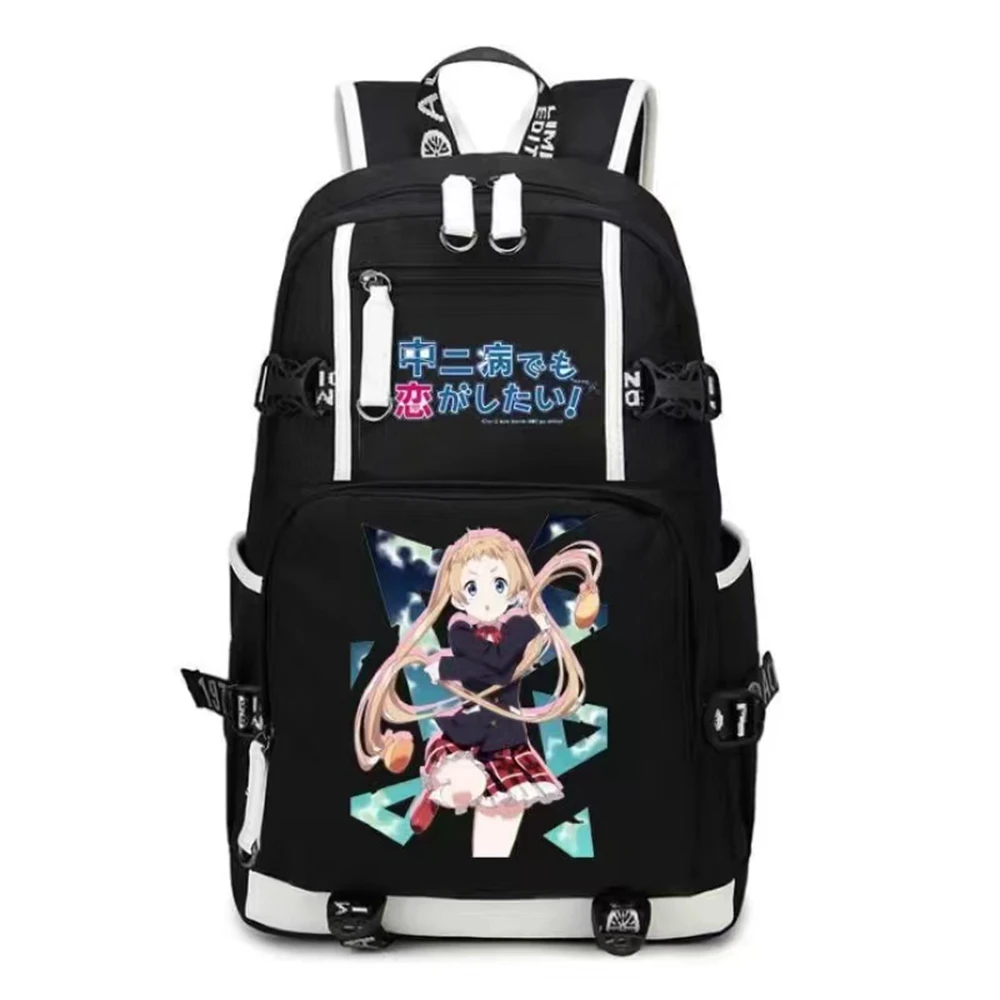 

Unisex Anime Cartoon Chunibyo Other Delusions Takanashi Rikka Togashi Yuuta Travel Rucksack Casual Schoolbag Student Backpacks