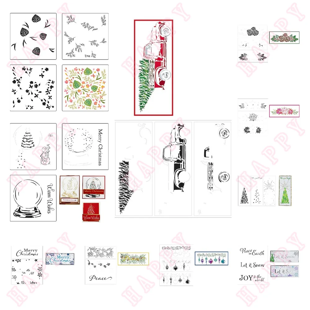 

Christmas Plastic Stencils Snowflake Tree Sports Car Diy Paper Card Photo Album Decoration Scrapbook Diary Craft Making Moulds