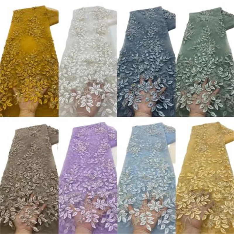 

Французская кружевная ткань для жениха, белая высококачественная африканская кружевная ткань с бусинами и блестками, нигерийская фототкань для свадьбы