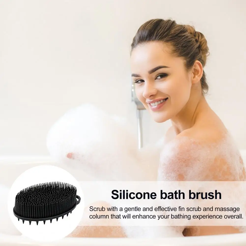 13.5*8cm Bath Brush 2 In 1 Massage Cleansing Brush For Body And Head Silicone Body Exfoliating Scrubber With Anti-Slip Handle