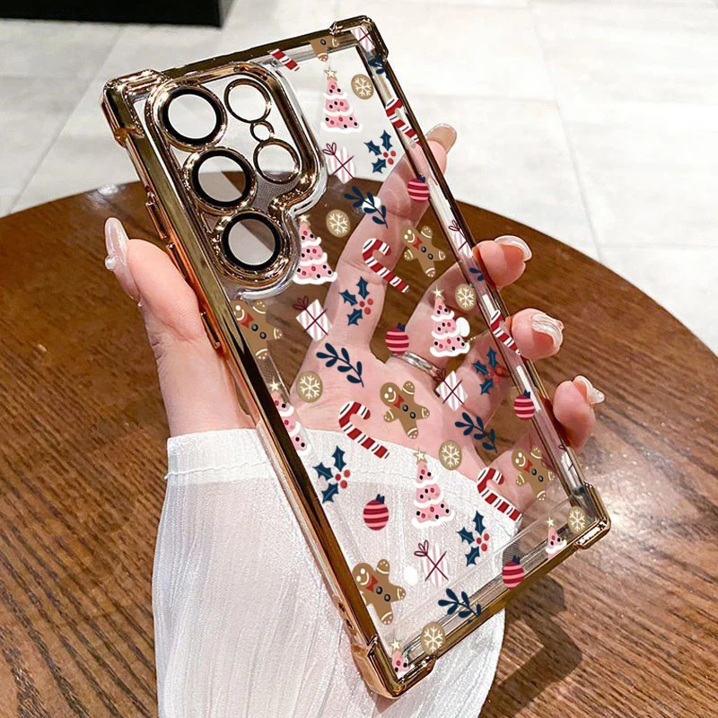 Festive Santa Claus Electroplate Airbag Clear Phone Case Cover
