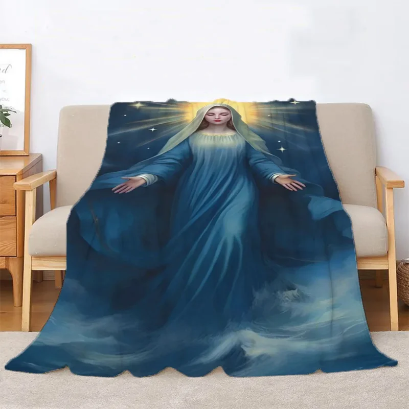 

Virgin Mary Couch Throw Blanket for Bed Warm Winter Blankets Boho Home Decor Bedroom Decoration Bedspread the Sofa Decorative