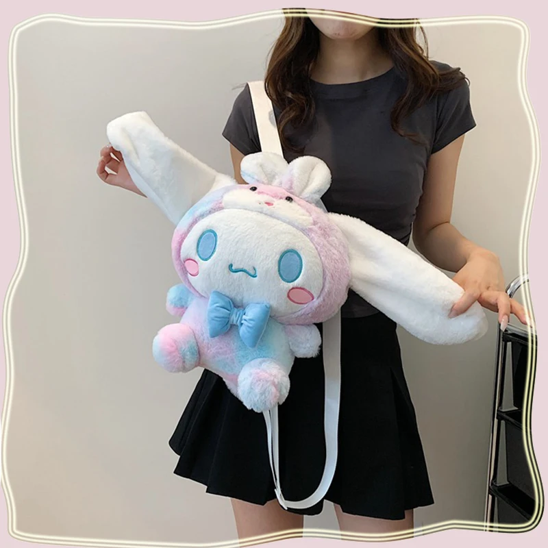 

Kawaii Sanrio Cinnamoroll Plush Stuffed Cartoon Backpack Girls Cute Kuromi One Shoulder Crossbody Bag For Parent Child Gift