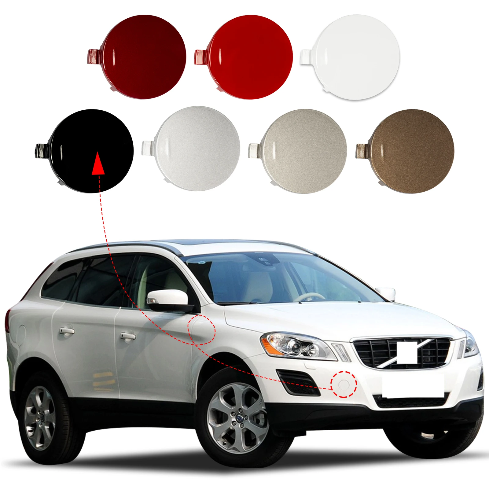 Front Bumper Tow Hook Cover Cap Towing Eye For VOLVO XC60 2009 2010 2011 2012 2013 39854961 30763409