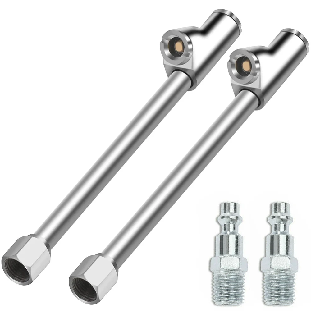 

Stainless-Steel Air Chucks 2 In 1 Heavy Duty Dual Head Chuck Inflator Tools For Truck RV Bus Quick-Plug 1/4" Female NPT Threads