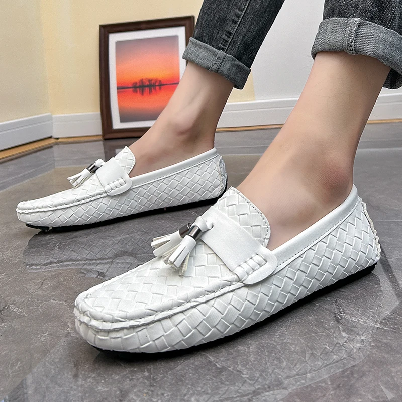 YRZL Designer Leather Casual Shoes for Men High Quality Fashion Man's Loafers Flats Hot Sale Driving Shoes Comfortable Footwear