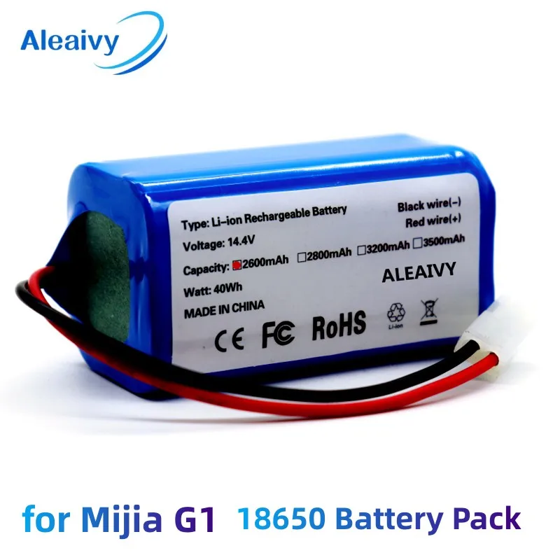 

Aleaivy 14.4v 2600mAh Rechargeable Li-ion Battery for MIJIA Mi Robot Vacuum-Mop Essential G1 Vacuum Cleaner 18650 Battery Pack