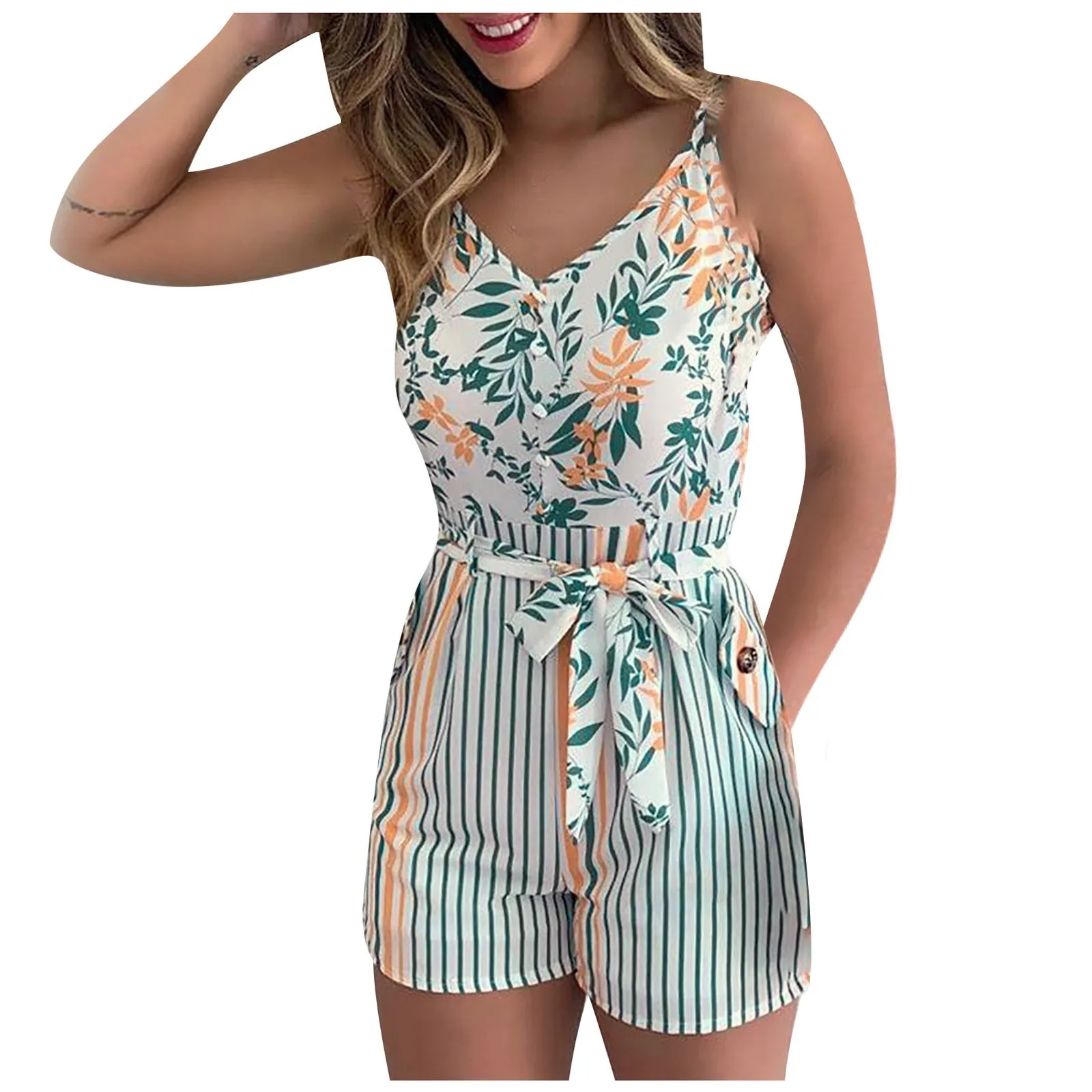 

Summer Women Jumpsuit Holiday Spaghetti Strap Shorts Playsuit Fashion Suspender Solid Overalls Casual Korean Rompers 2024