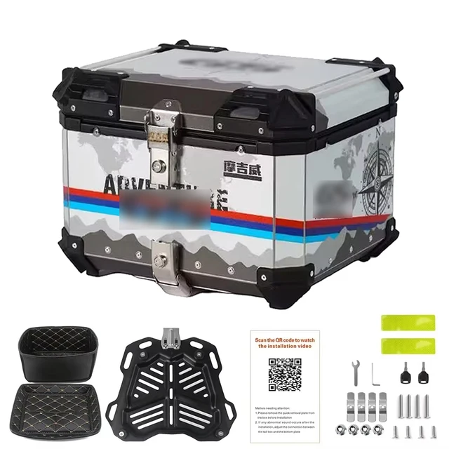 36L 45L 55L Motorcycle Aluminum Box Universal Moto Top Case Motorcycle Rear Luggage Tail Box Helmet Waterproof Storage Trunk