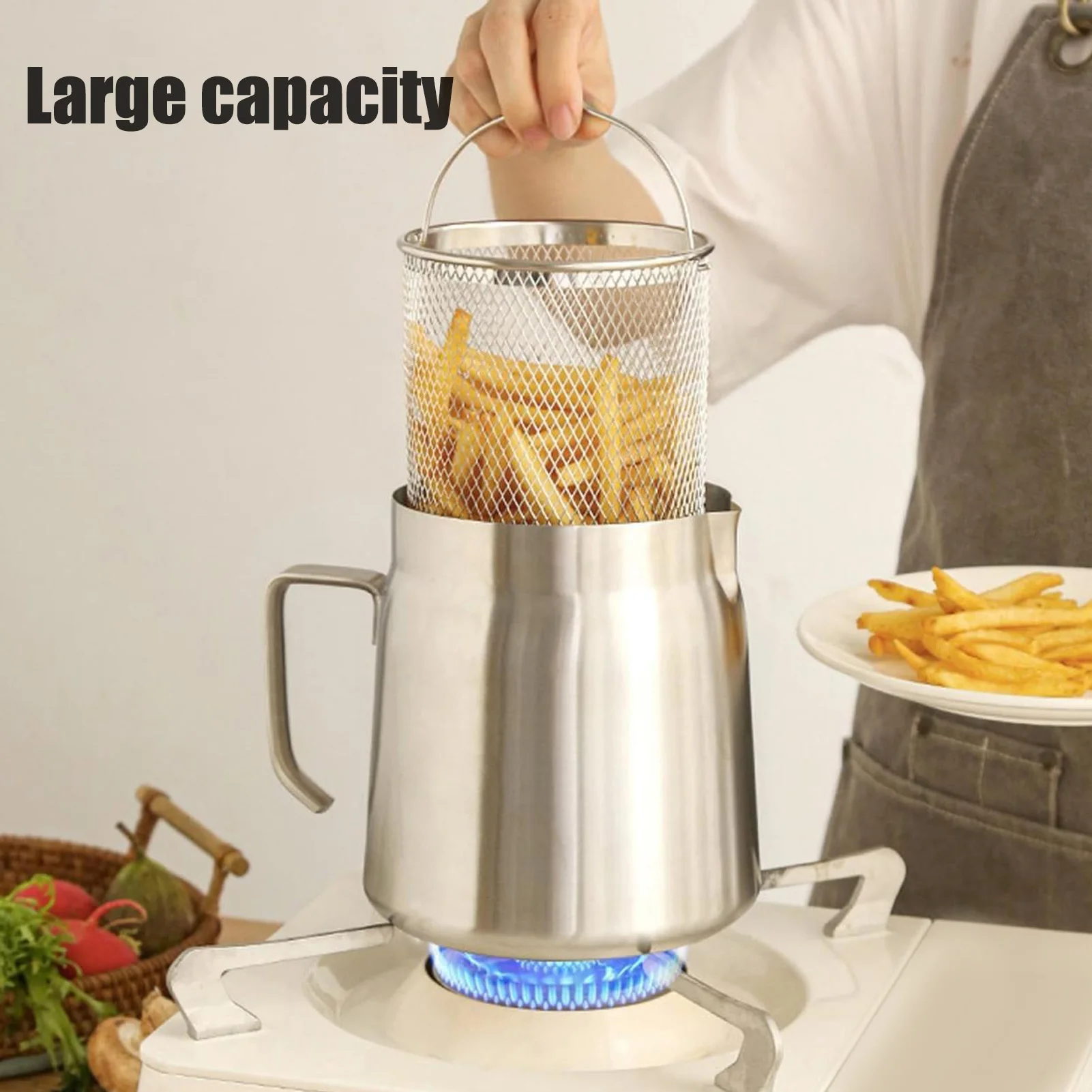 Grease Container Mesh Strainer Oil Storage Can Large Capacity Ergonomic Handle Multifunctional Frying Basket Home oil container