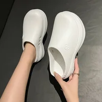 New Women's Hole Shoes Summer EVA Thick Sole Elevated Sandals Comfortable Anti Slip Baotou Beach Garden Shoes Indoor Slippers 1