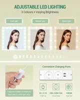 Туалетный столик Hzuaneri со светодиодной подсветкой, вилкой и держателем для фена, двумя большими ящиками и подставкой для украшений, белый — изображение 4