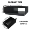 LED Coffee Table Modern Side Tables High Gloss Black Cocktail Table with 2 Drawers Open Shelf for Living Room 2