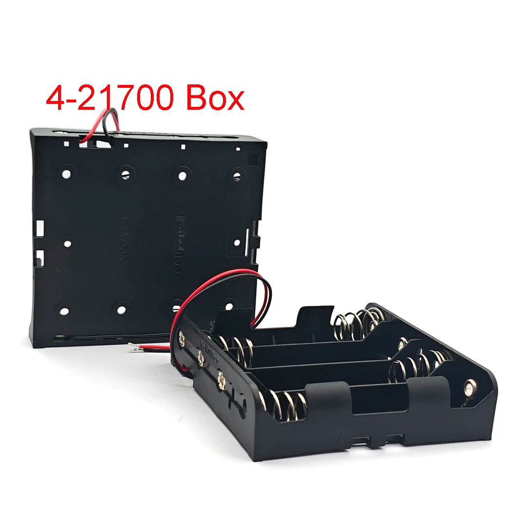 21700 배터리 홀더 박스 3.7V 플라스틱 보관 케이스 (1/2/3/4 셀용, 검정색 및 빨간색 전선 포함)