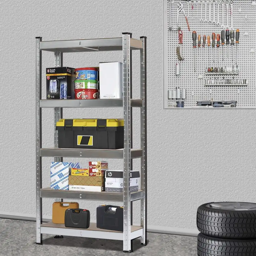 5 Tier Heavy Duty Steel Shelving Unit 11.8"W X 29.5"D X 59"H Garage Storage Rack Silver Simple Practical Design Rust Resistance 2