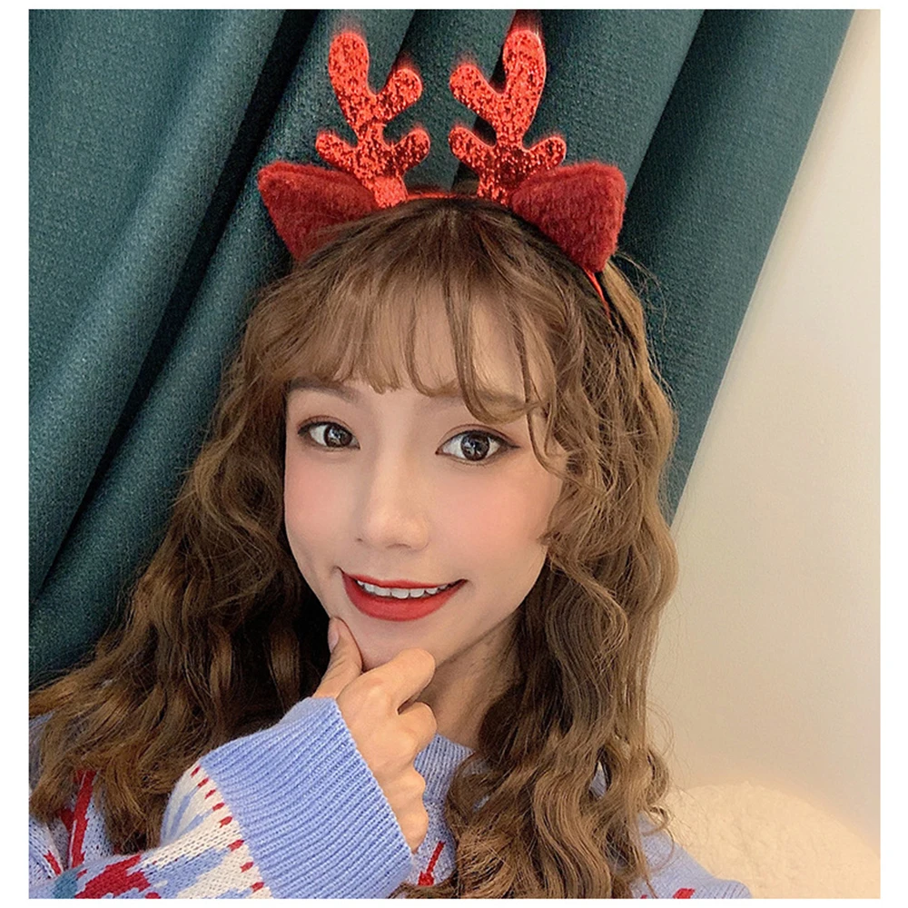 Christmas Sen Deer Horn Hair Band Female Santa Claus Hair Band Headwear Holiday Dress Headband Headwear New Year