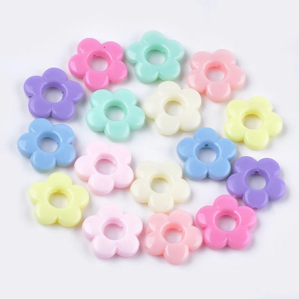 

500g Opaque Acrylic Bead Frames Flower Mixed Color Fit For 6mm Beads 18x19x3.5mm Hole: 1mm about 650pcs/500g