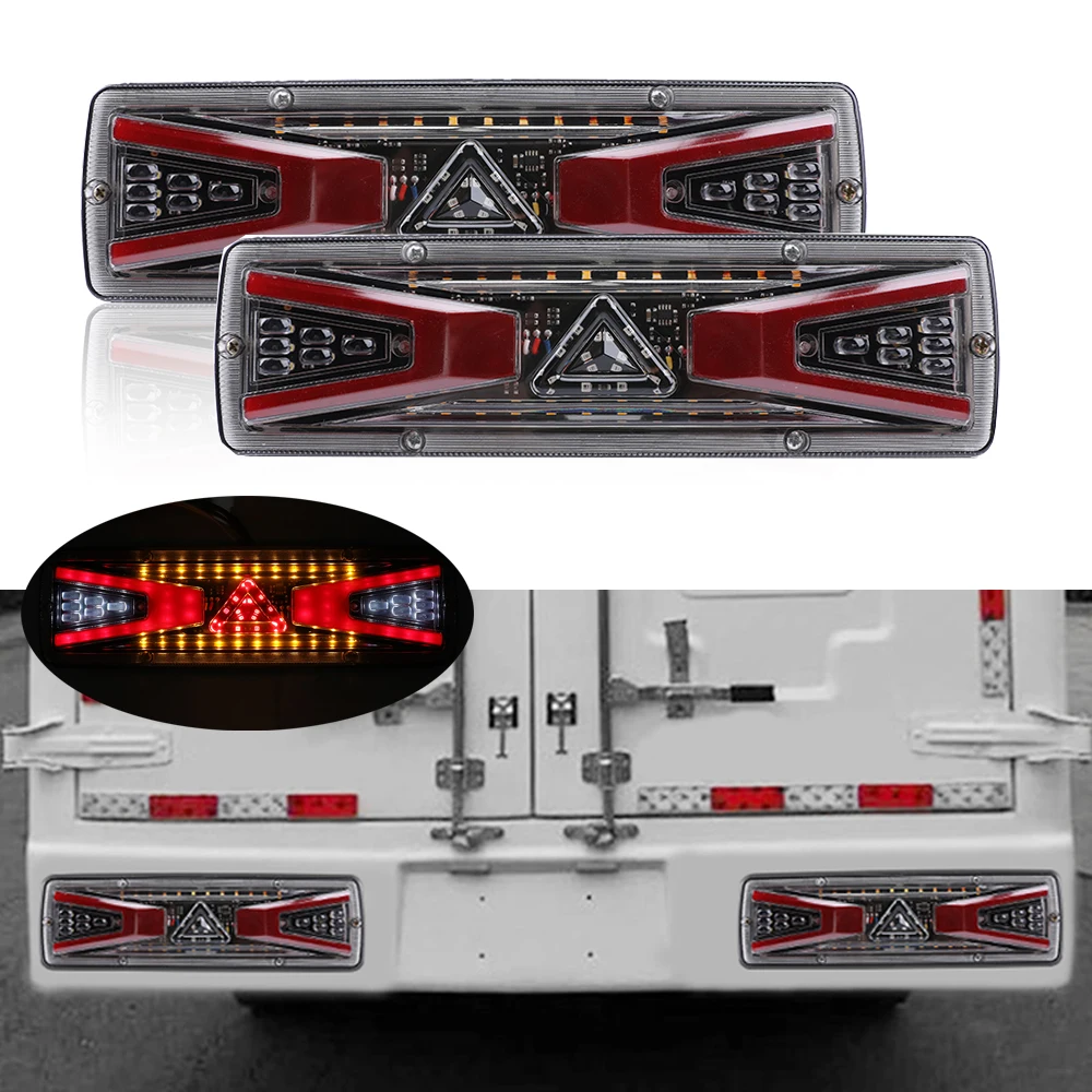 

2Pcs 12V/24V Dynamic LED Truck TailLight Turn Signal Rear Brake Light Reverse Signal Lamp Tractor Trailer Lorry Bus Campers