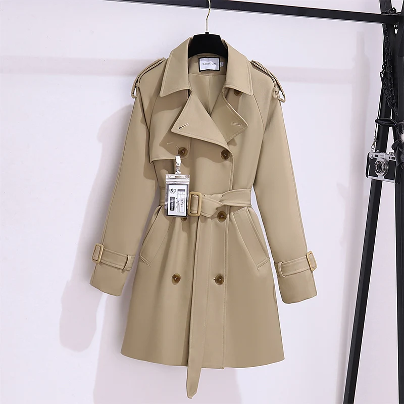 

SuperAen Short Trench Coat for Women Autumn 2023 New Korean Style Khaki Autumn Winter Jacket Coat