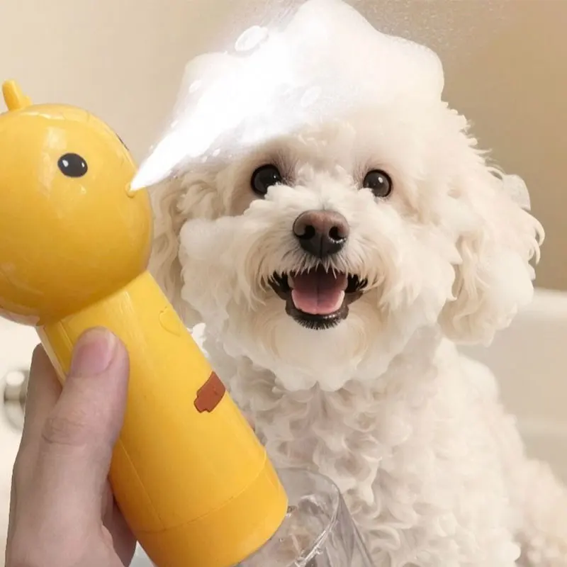 새로운 전기 애완동물 목욕 거품기 귀여운 버섯 모양 거품 제조기 고밀도 거품 강아지 고양이 목욕 그루밍 샴푸 거품 도구