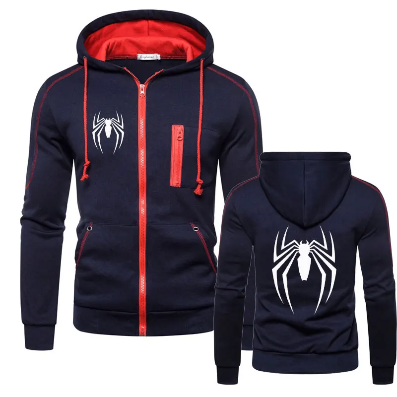 thumbnail image 1 of Sudadera con capucha de spiderman para hombre, ropa de calle con estampado de araña y Zippe, informal, divertida y holgada, novedad, 1 of 5