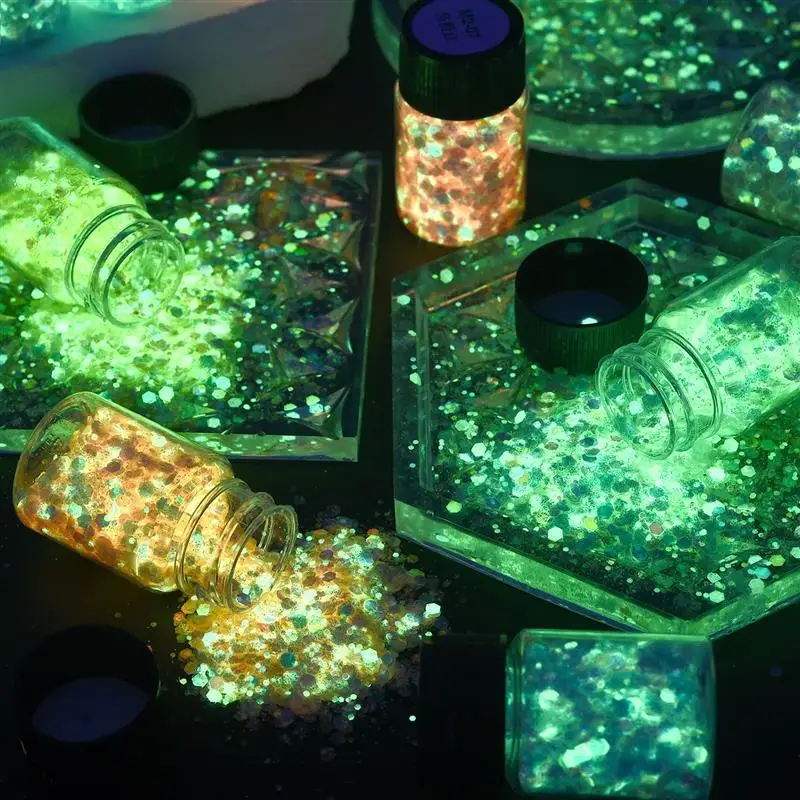 Leuchtende Pailletten Für Nagelkunst & Schmuck – UV-Harz Glitzer, Nachtleuchtend, 1-3 Mm, Verschiedene Formen