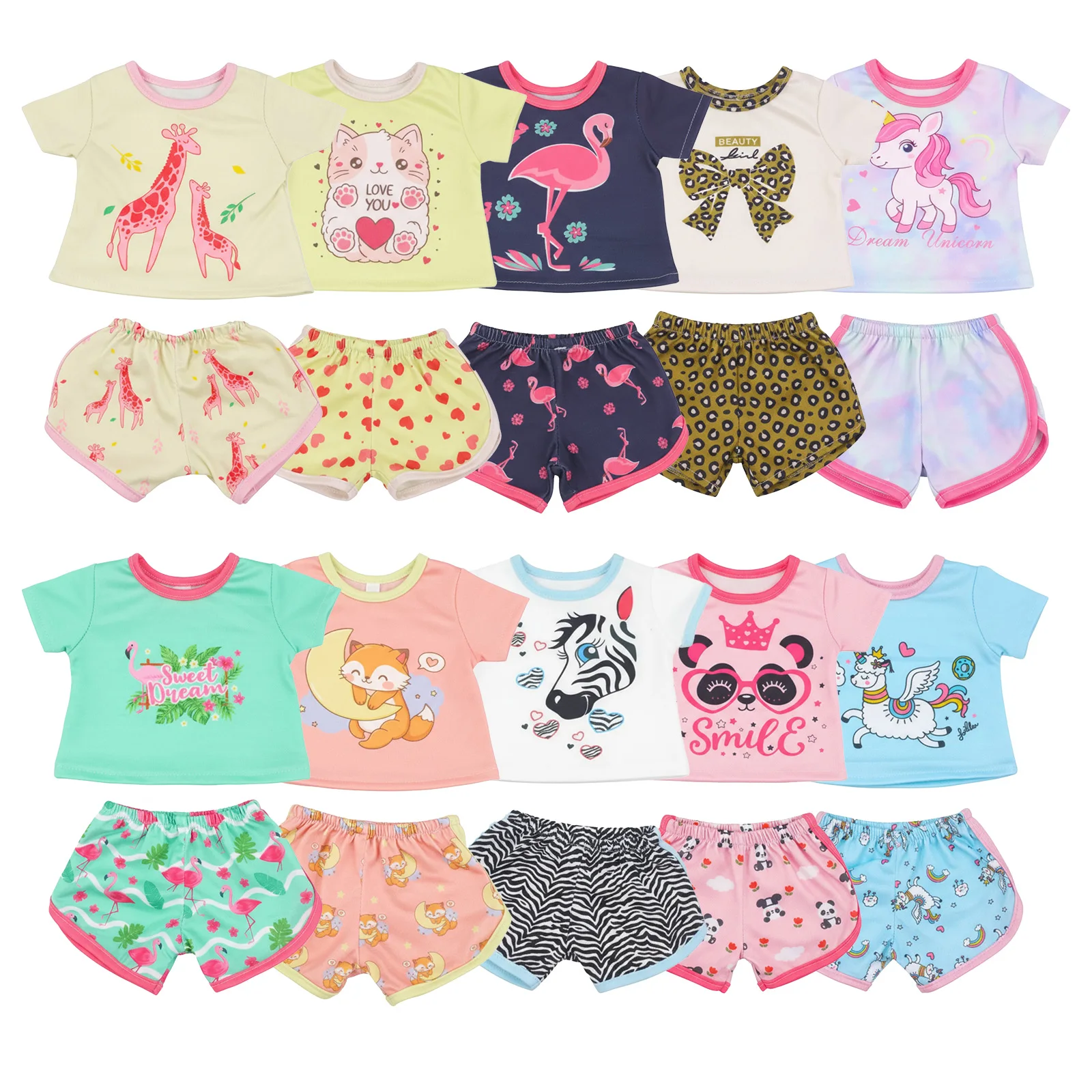 Handgefertigtes T-Shirt + Shorts für 43 cm große Puppen, Kleidung, Zubehör, 18 Zoll, amerikanische Puppe, Mädchenspielzeug, Weihnachtsgeschenk