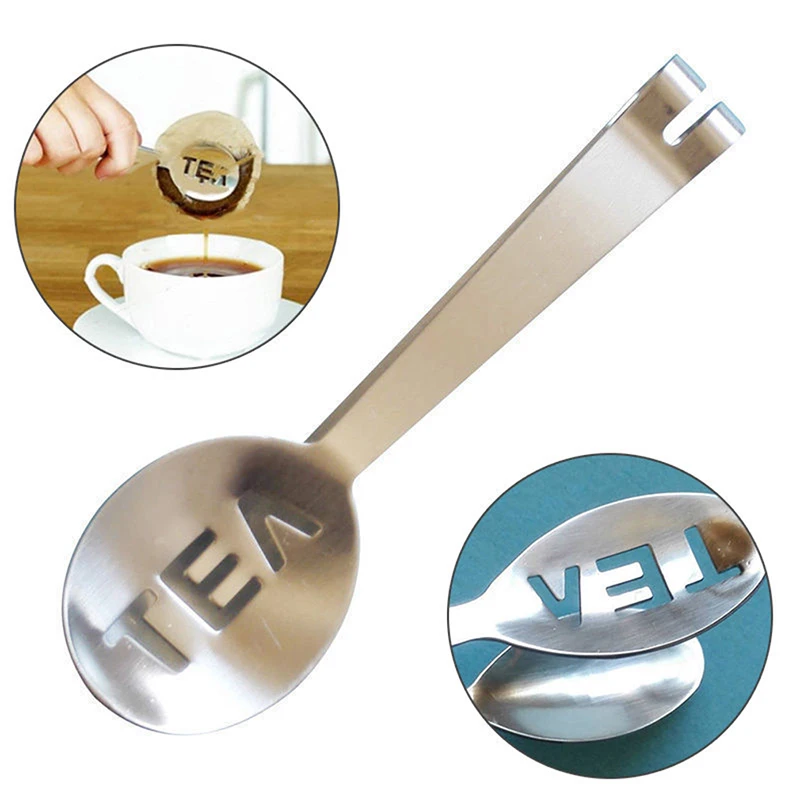 Tea Bag Tongs Reusable Stainless Steel Teabag Squeezer Strainer Holder Grip Metal Spoon Mini Sugar Clip Tea Leaf Strainer Tool