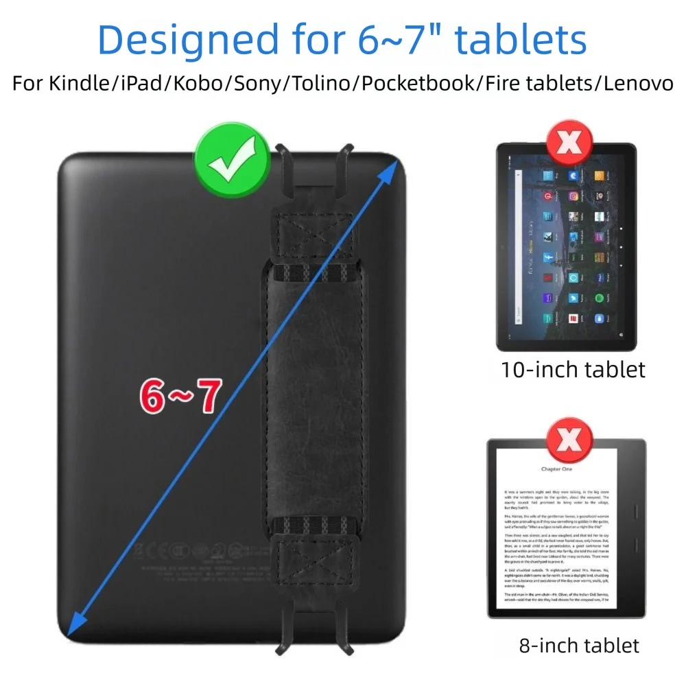 Leather Tablet Hand Strap Anti Drop Anti-Slip EReader Holder Security Universal for Kindle/iPad/Kobo/Sony/Pocketbook/Lenovo