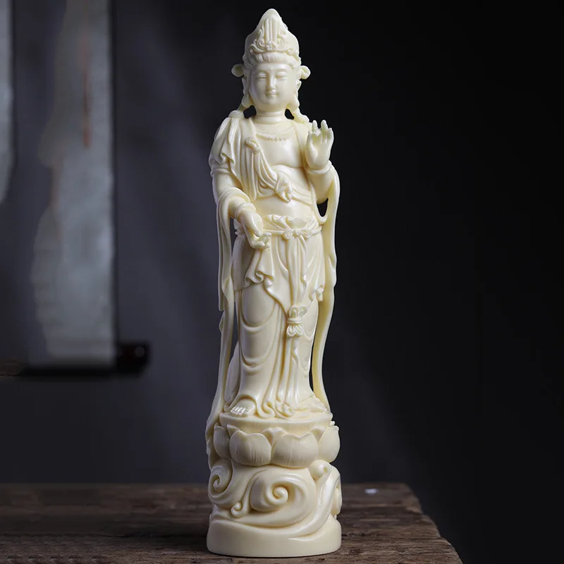 

Hand Carved Ivory Nut Puli Guanyin Statue Guanyin Bodhisattva Home Buddha Decoration Safe and Healthy Prayer Buddha Statue