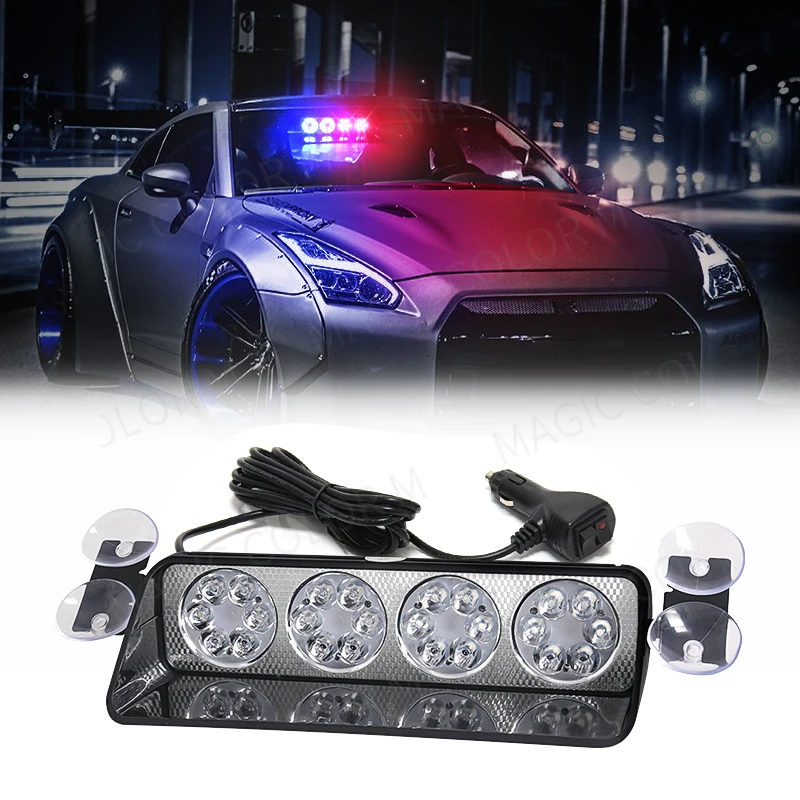 Светодиодный автомобильный стробоскоп, аварийная мигающая лампа для автомобилей, грузовиков, мотоциклов, красный и синий цвета, водонепроницаемый, 12-24 В, 60 Вт, 24 светодиода