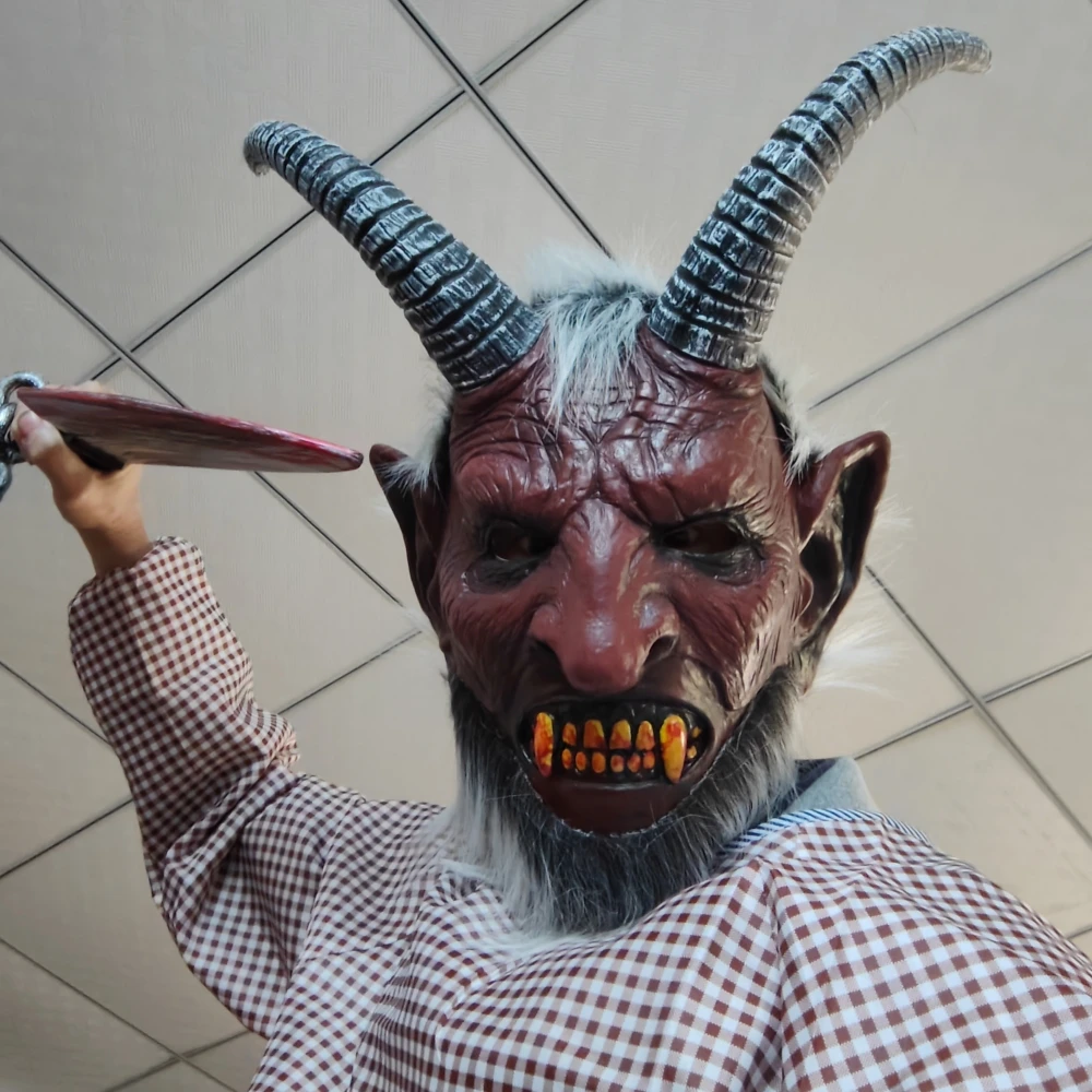 Máscara de látex de cabeza de demonio de Horror rojo, máscaras de miedo  para Halloween, fiesta de película, disfraces de Cosplay, vestido, 1pc -  AliExpress, image size:1000x1000