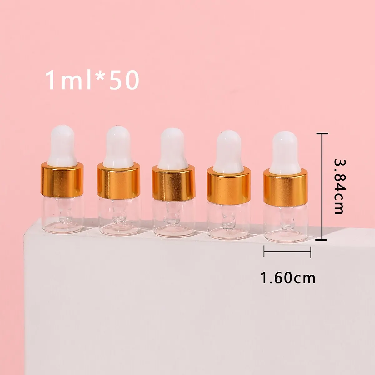 골드 미니 다크 브라운 스크류 캡 유리병, 에센셜 오일, 화학 실험실 화학 및 향수, 50 개 세트, 1ml